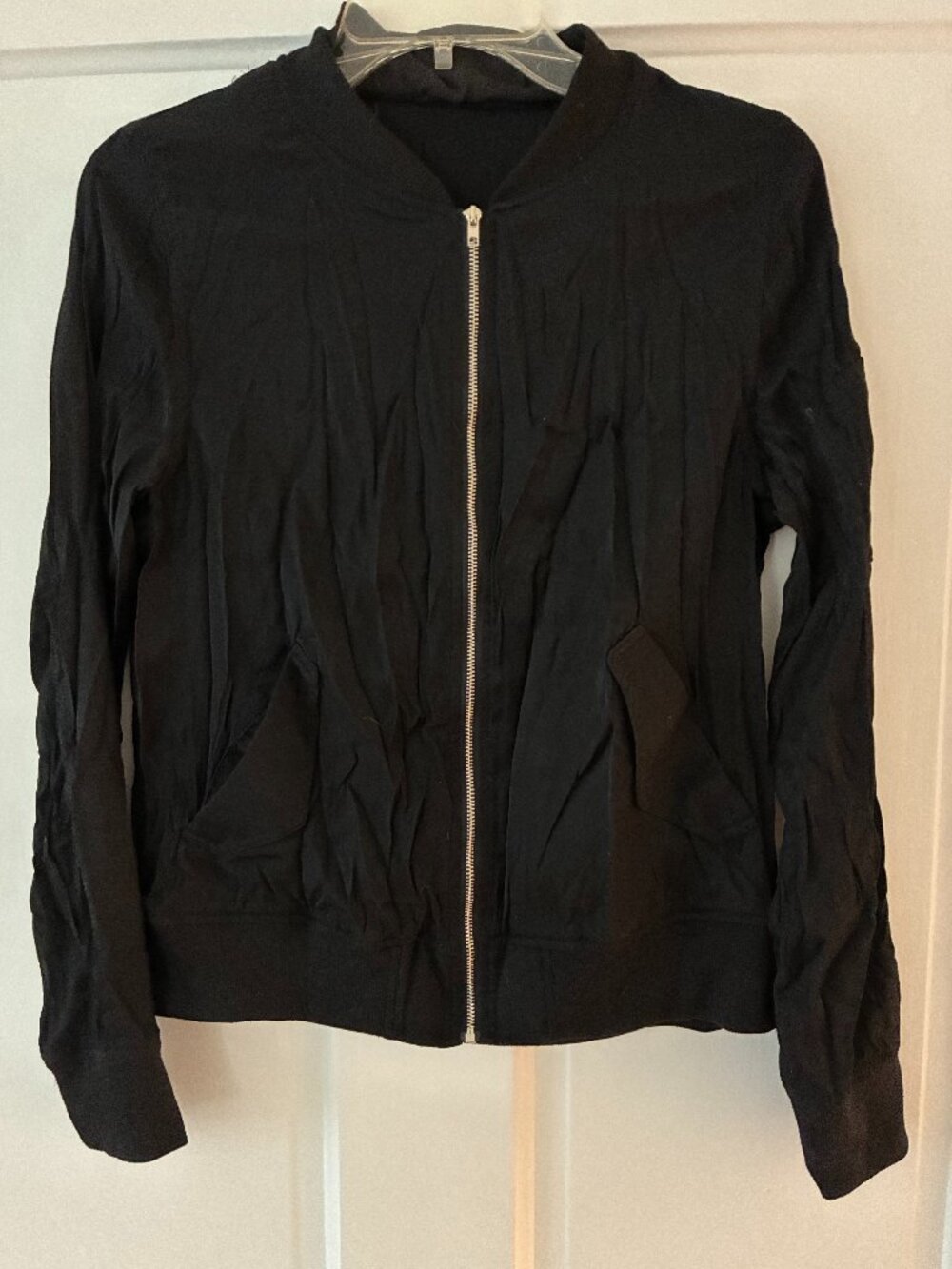 Lulus Black Lightweight Bomber Jacket Zip Up Size Small